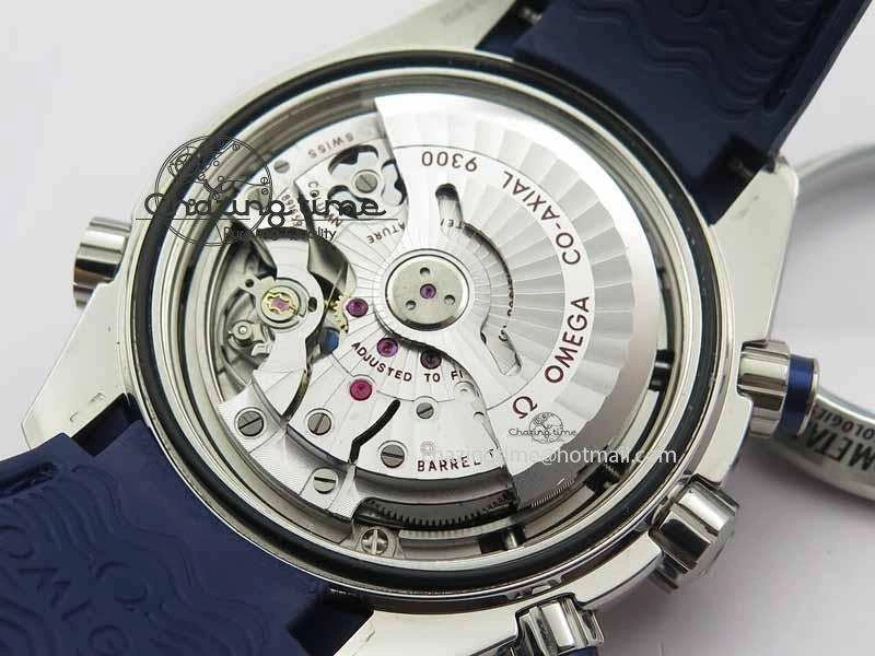 OdorResistant Planet Ocean Master Chrono 45mm SS OM 1:1 Best Edition Blue Dial On Blue Rubber Strap A 8172