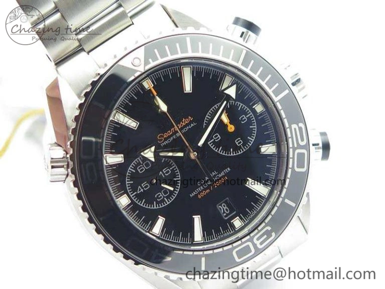 Planet Ocean Master Chrono SS OM 1:1 Best Edition Black Dial On SS Bracelet A9900 V Affordable 8113