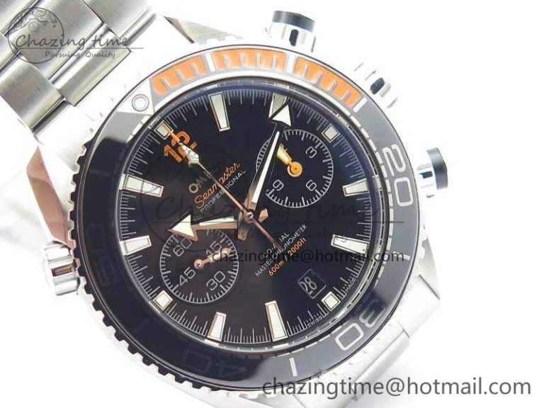 Upgraded Planet Ocean Master Chrono SS OM 1:1 Best Edition Black Dial On SS Bracelet A9900 V 8112