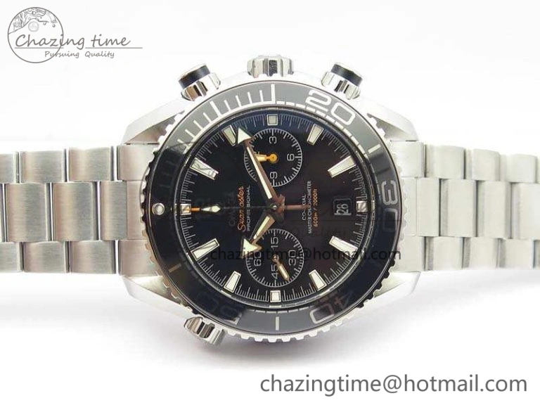 Planet Ocean Master Chrono SS OM 1:1 Best Edition Black Dial On SS Bracelet A9900 V Affordable 8113