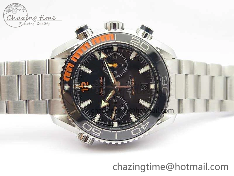 Upgraded Planet Ocean Master Chrono SS OM 1:1 Best Edition Black Dial On SS Bracelet A9900 V 8112