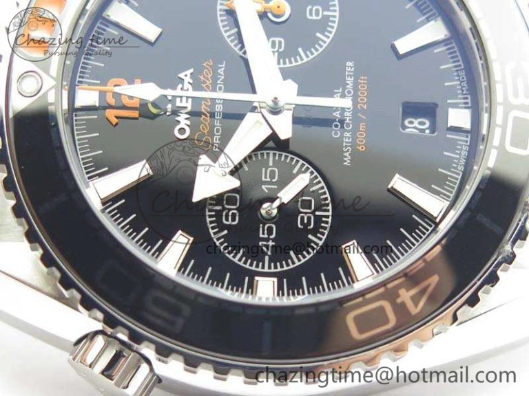 Upgraded Planet Ocean Master Chrono SS OM 1:1 Best Edition Black Dial On SS Bracelet A9900 V 8112