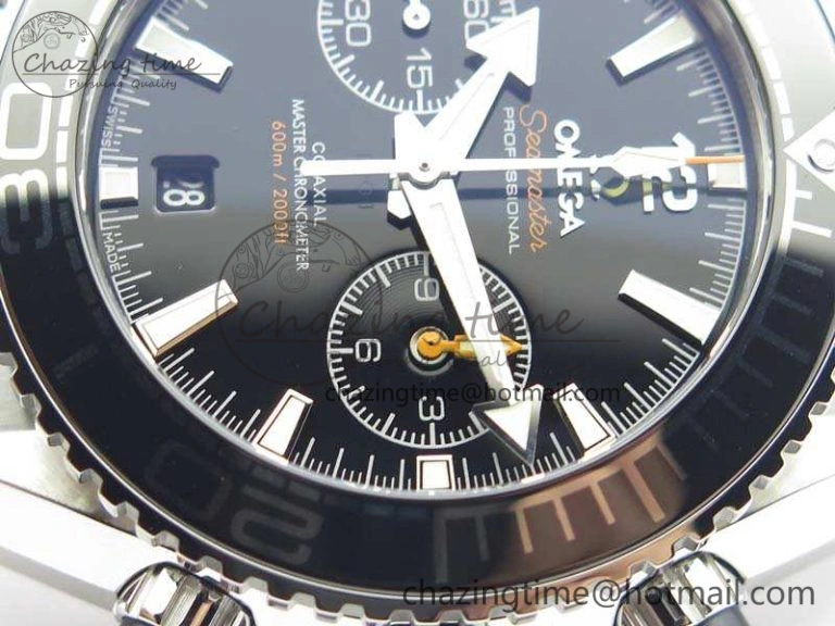 Planet Ocean Master Chrono SS OM 1:1 Best Edition Black Dial On SS Bracelet A9900 V Affordable 8113