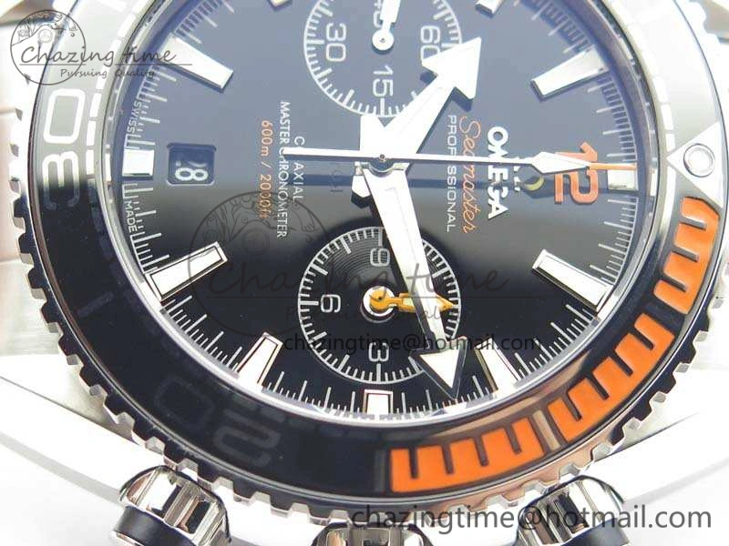 Upgraded Planet Ocean Master Chrono SS OM 1:1 Best Edition Black Dial On SS Bracelet A9900 V 8112