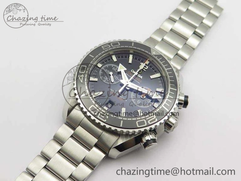 Planet Ocean Master Chrono SS OM 1:1 Best Edition Black Dial On SS Bracelet A9900 V Affordable 8113