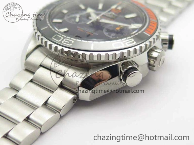 Upgraded Planet Ocean Master Chrono SS OM 1:1 Best Edition Black Dial On SS Bracelet A9900 V 8112