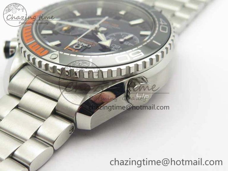 Upgraded Planet Ocean Master Chrono SS OM 1:1 Best Edition Black Dial On SS Bracelet A9900 V 8112