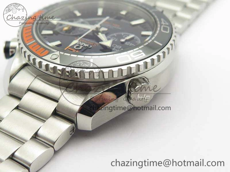 Upgraded Planet Ocean Master Chrono SS OM 1:1 Best Edition Black Dial On SS Bracelet A9900 V 8112