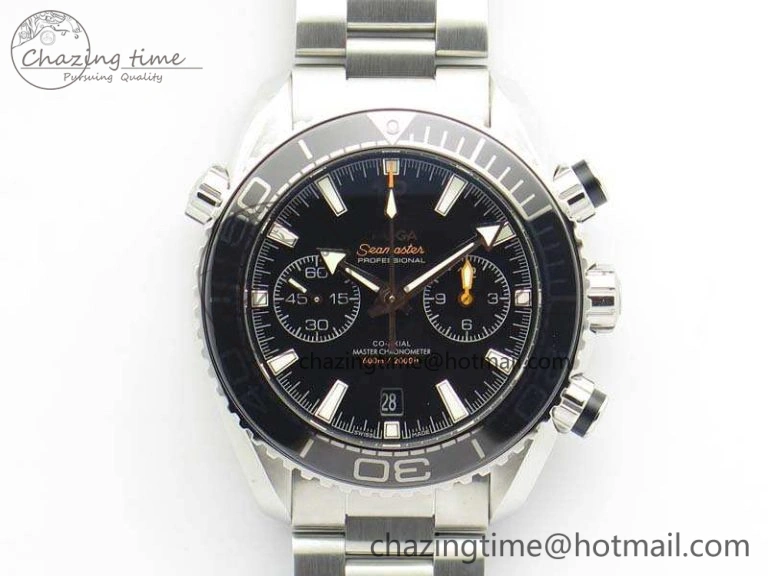 Planet Ocean Master Chrono SS OM 1:1 Best Edition Black Dial On SS Bracelet A9900 V Affordable 8113