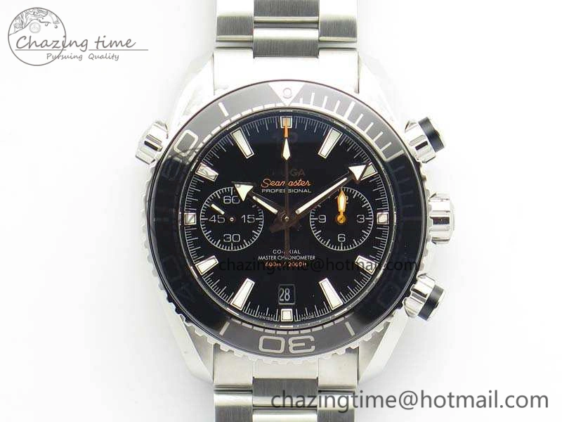 Planet Ocean Master Chrono SS OM 1:1 Best Edition Black Dial On SS Bracelet A9900 V Affordable 8113