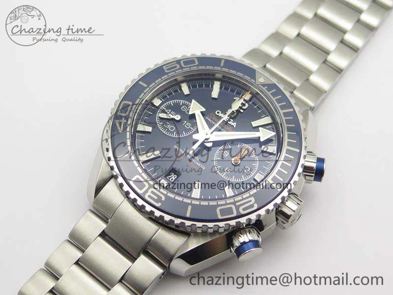 SportInspired Planet Ocean Master Chrono SS OM 1:1 Best Edition Blue Dial On SS Bracelet A9900 V 8114