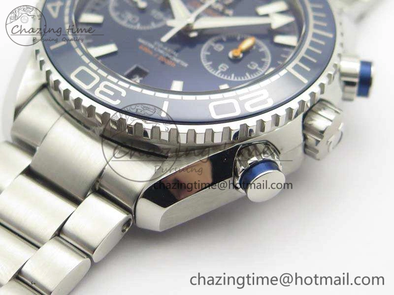 SportInspired Planet Ocean Master Chrono SS OM 1:1 Best Edition Blue Dial On SS Bracelet A9900 V 8114
