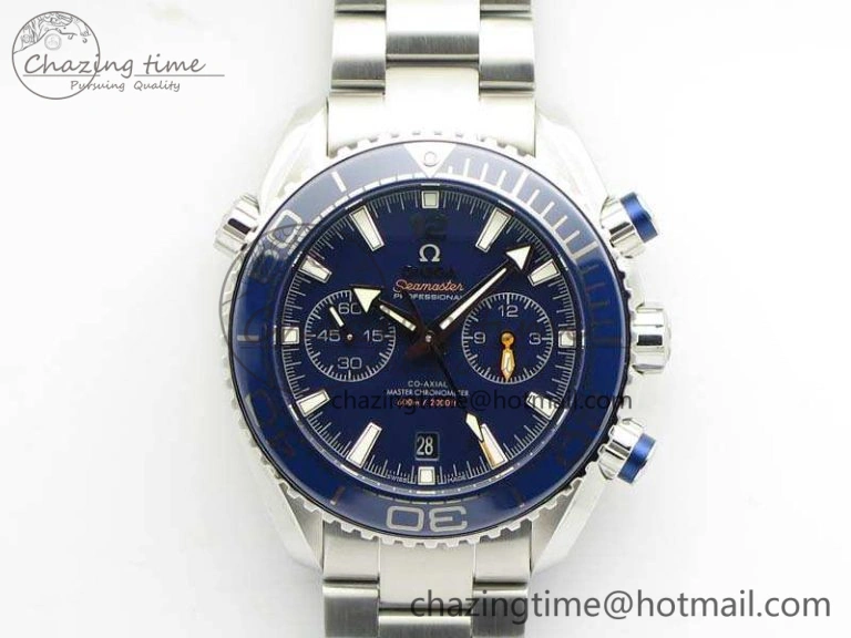 SportInspired Planet Ocean Master Chrono SS OM 1:1 Best Edition Blue Dial On SS Bracelet A9900 V 8114