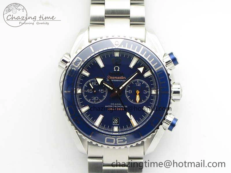 SportInspired Planet Ocean Master Chrono SS OM 1:1 Best Edition Blue Dial On SS Bracelet A9900 V 8114