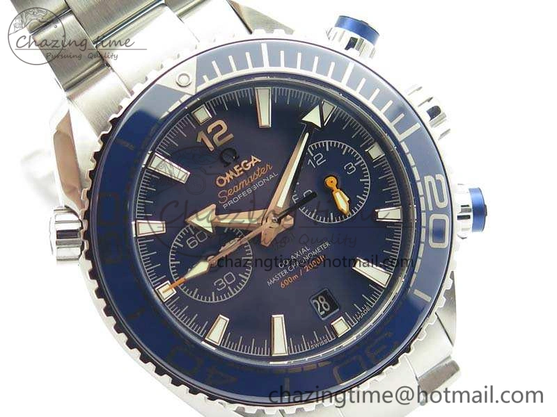 SportInspired Planet Ocean Master Chrono SS OM 1:1 Best Edition Blue Dial On SS Bracelet A9900 V 8114