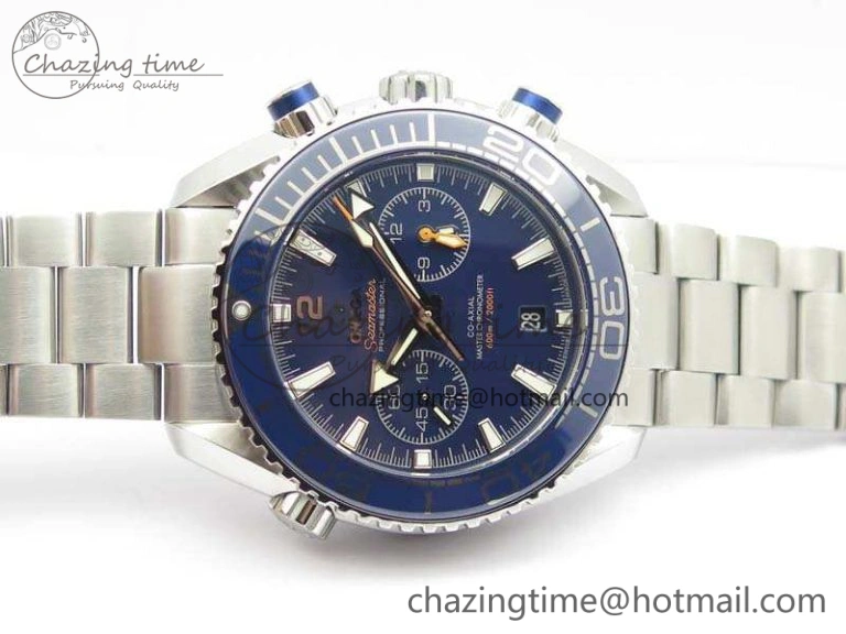 SportInspired Planet Ocean Master Chrono SS OM 1:1 Best Edition Blue Dial On SS Bracelet A9900 V 8114