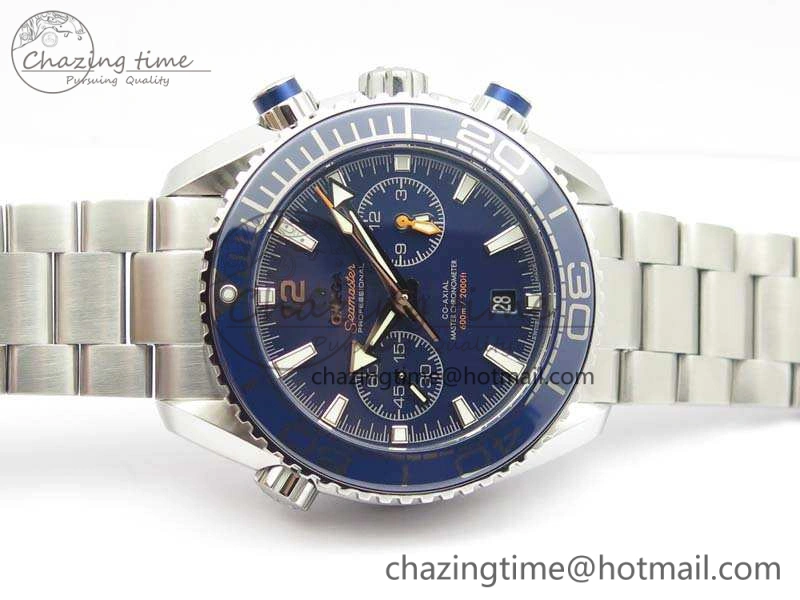 SportInspired Planet Ocean Master Chrono SS OM 1:1 Best Edition Blue Dial On SS Bracelet A9900 V 8114