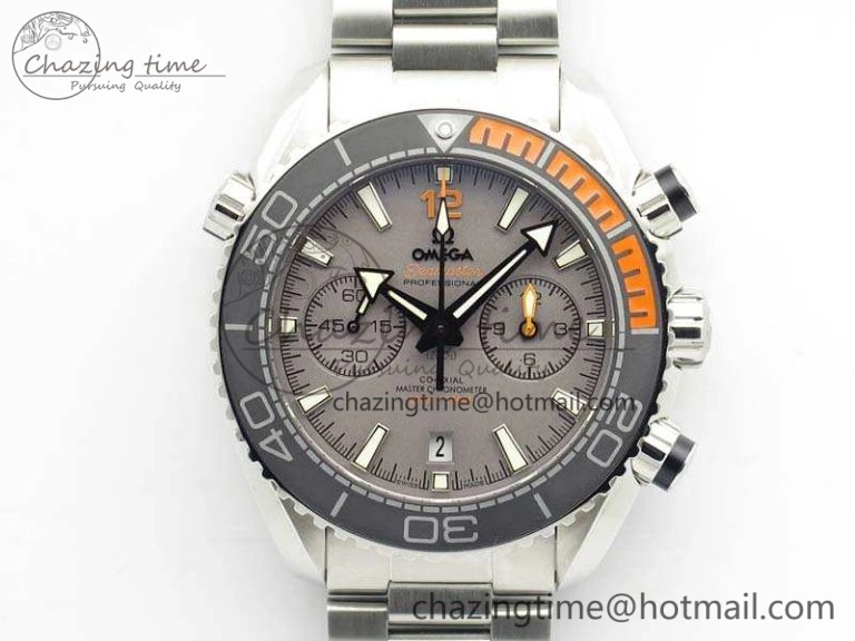 MultiPurpose Planet Ocean Master Chrono SS OM 1:1 Best Edition Gray Dial On SS Bracelet A9900 V 8116