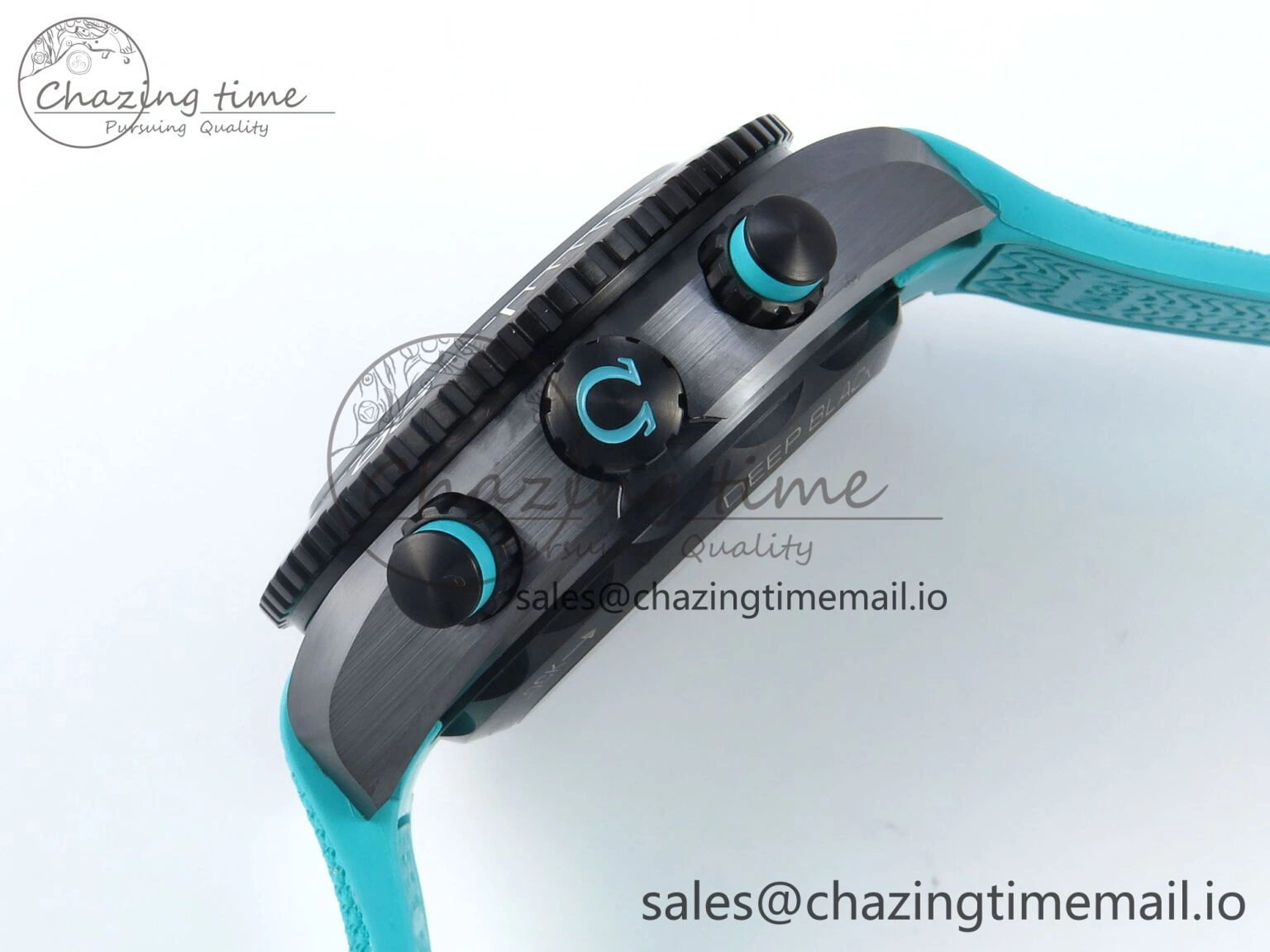 TopPick Planet Ocean Master Chronometer 600M 45.5mm SCF 1:1 Best Edition Black Dial on Tiffany Blue Rubber Strap A9900 Super Clone 7671