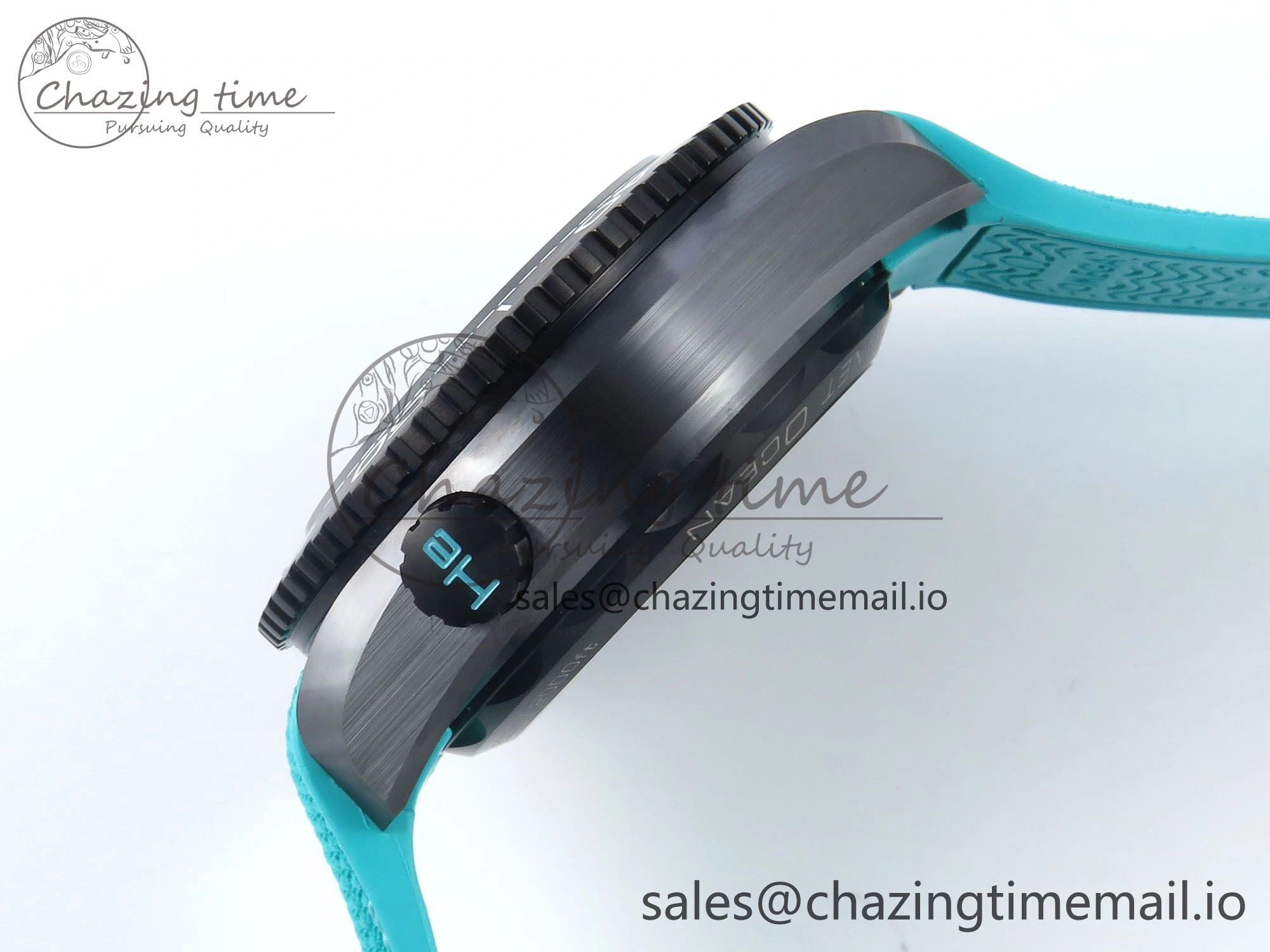TopPick Planet Ocean Master Chronometer 600M 45.5mm SCF 1:1 Best Edition Black Dial on Tiffany Blue Rubber Strap A9900 Super Clone 7671