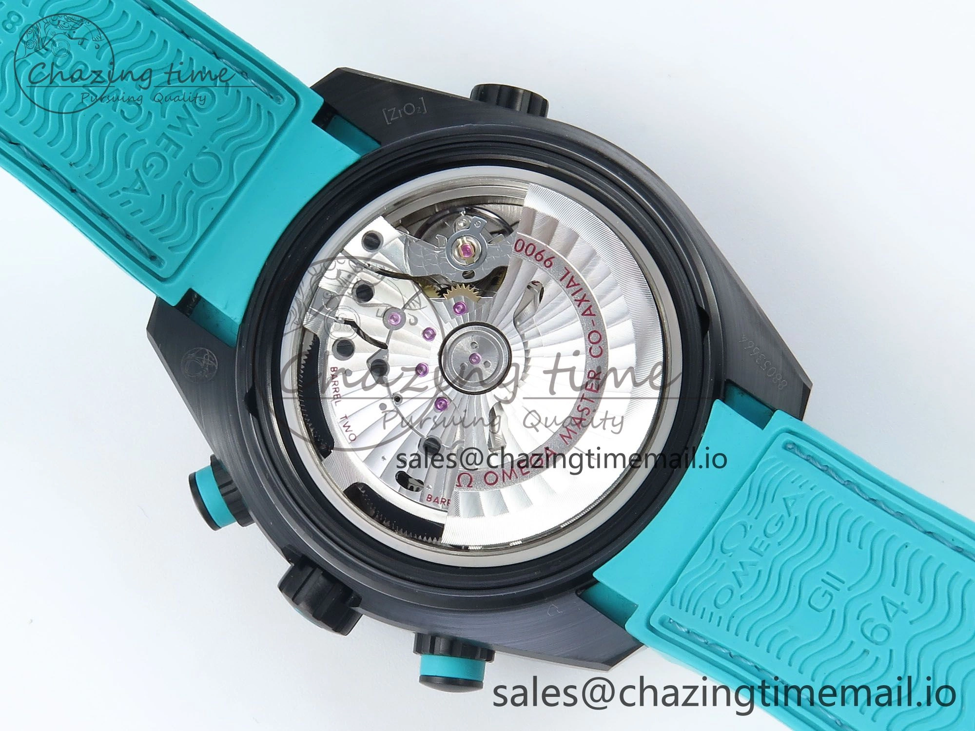 TopPick Planet Ocean Master Chronometer 600M 45.5mm SCF 1:1 Best Edition Black Dial on Tiffany Blue Rubber Strap A9900 Super Clone 7671