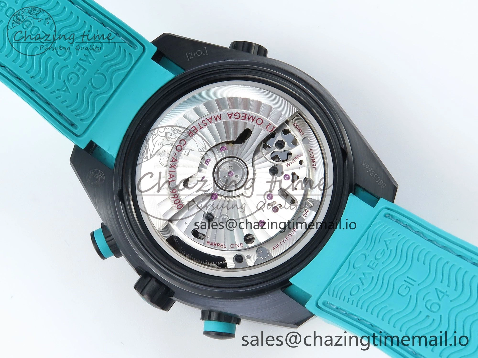TopPick Planet Ocean Master Chronometer 600M 45.5mm SCF 1:1 Best Edition Black Dial on Tiffany Blue Rubber Strap A9900 Super Clone 7671
