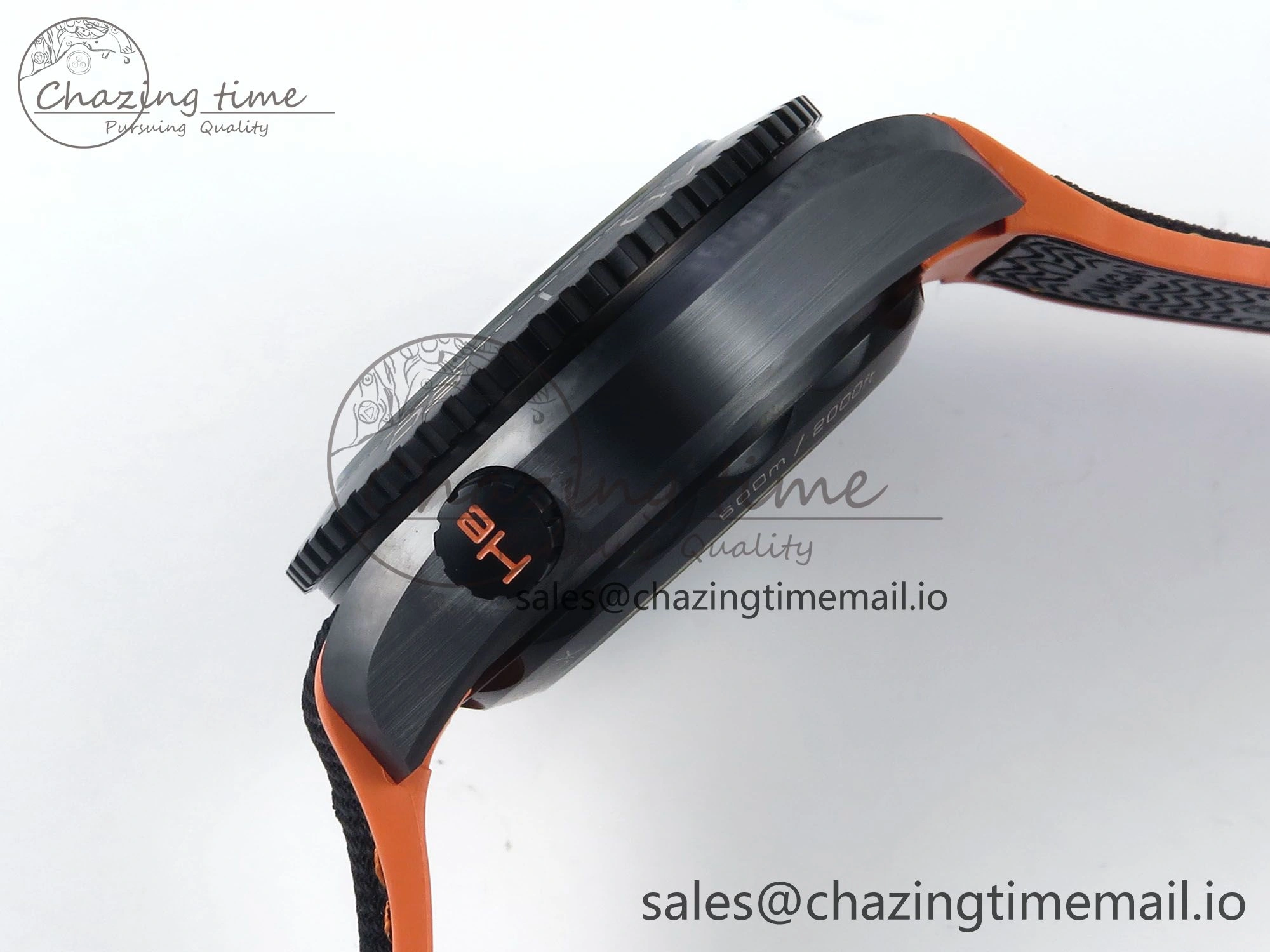 GoAnywhere Planet Ocean Master Chronometer 600M 45.5mm SCF 1:1 Best Edition Black Orange Bezel Black Dial on Black Rubber Strap A9900 Super Clone 7668