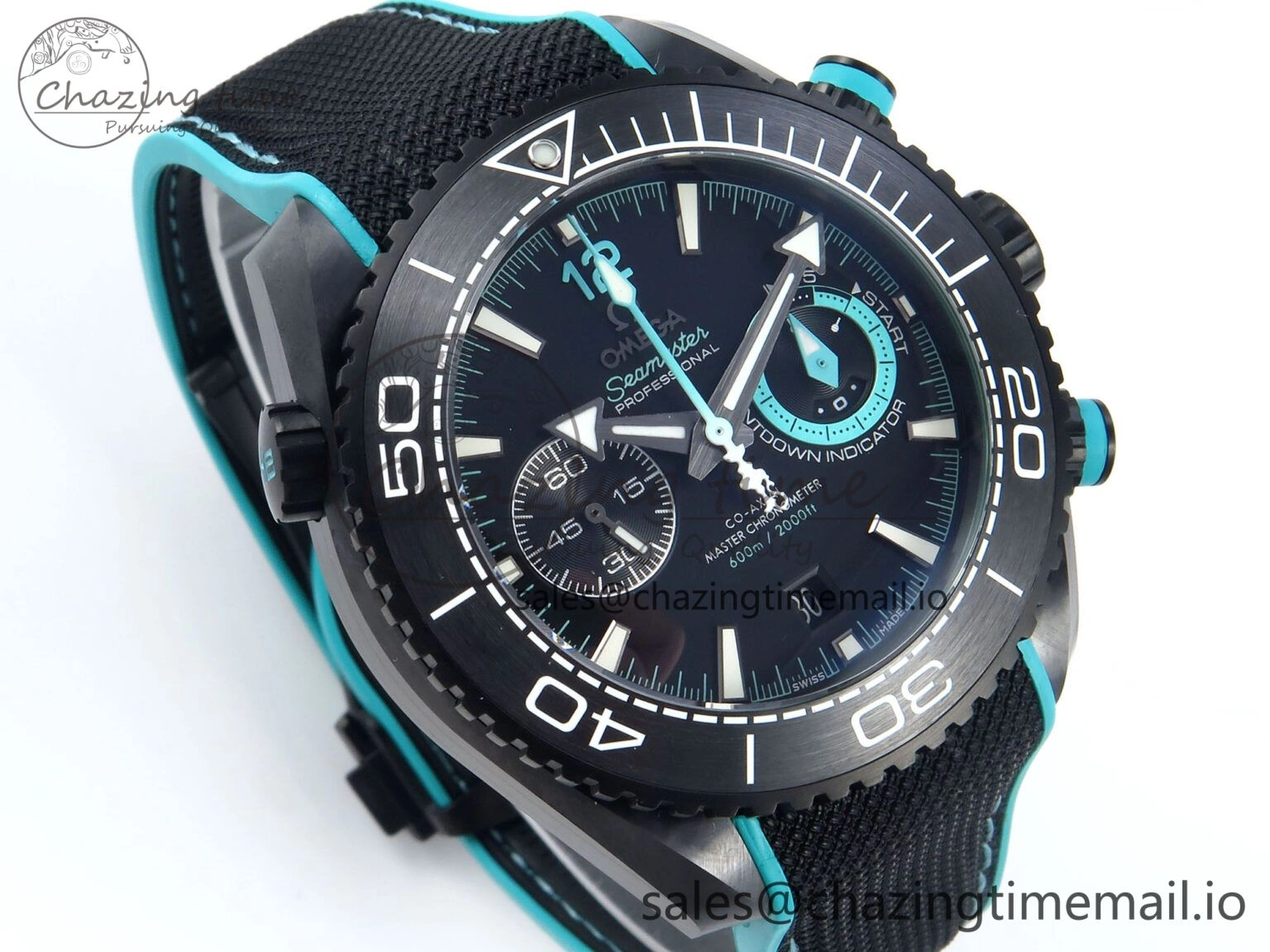 Planet Ocean Master Chronometer 600M 45.5mm SCF 1:1 Best Edition Black Tiffany Blue Dial on Black Rubber Strap A9900 Super Clone Unique 7673