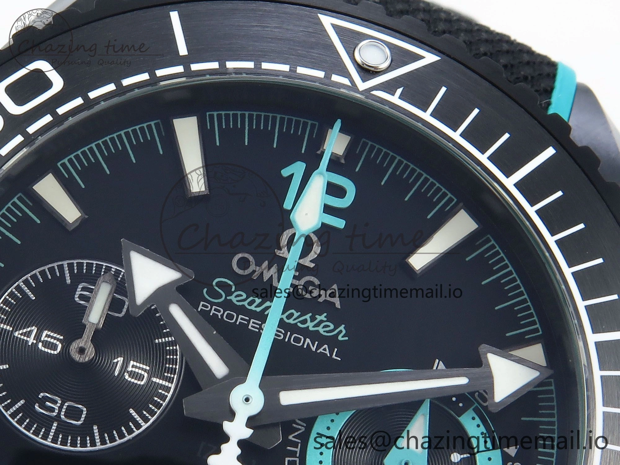 Planet Ocean Master Chronometer 600M 45.5mm SCF 1:1 Best Edition Black Tiffany Blue Dial on Black Rubber Strap A9900 Super Clone Unique 7673