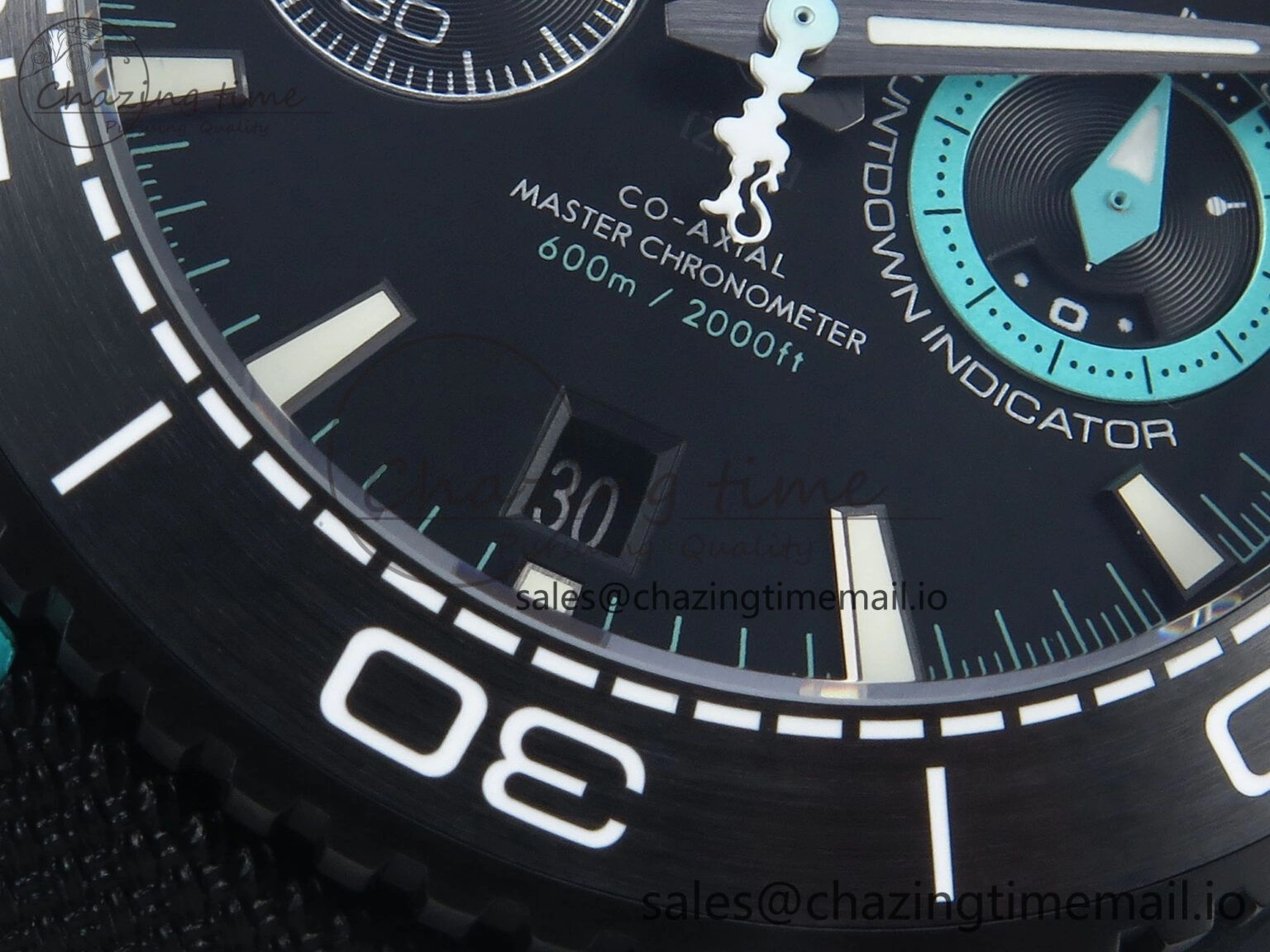 Planet Ocean Master Chronometer 600M 45.5mm SCF 1:1 Best Edition Black Tiffany Blue Dial on Black Rubber Strap A9900 Super Clone Unique 7673