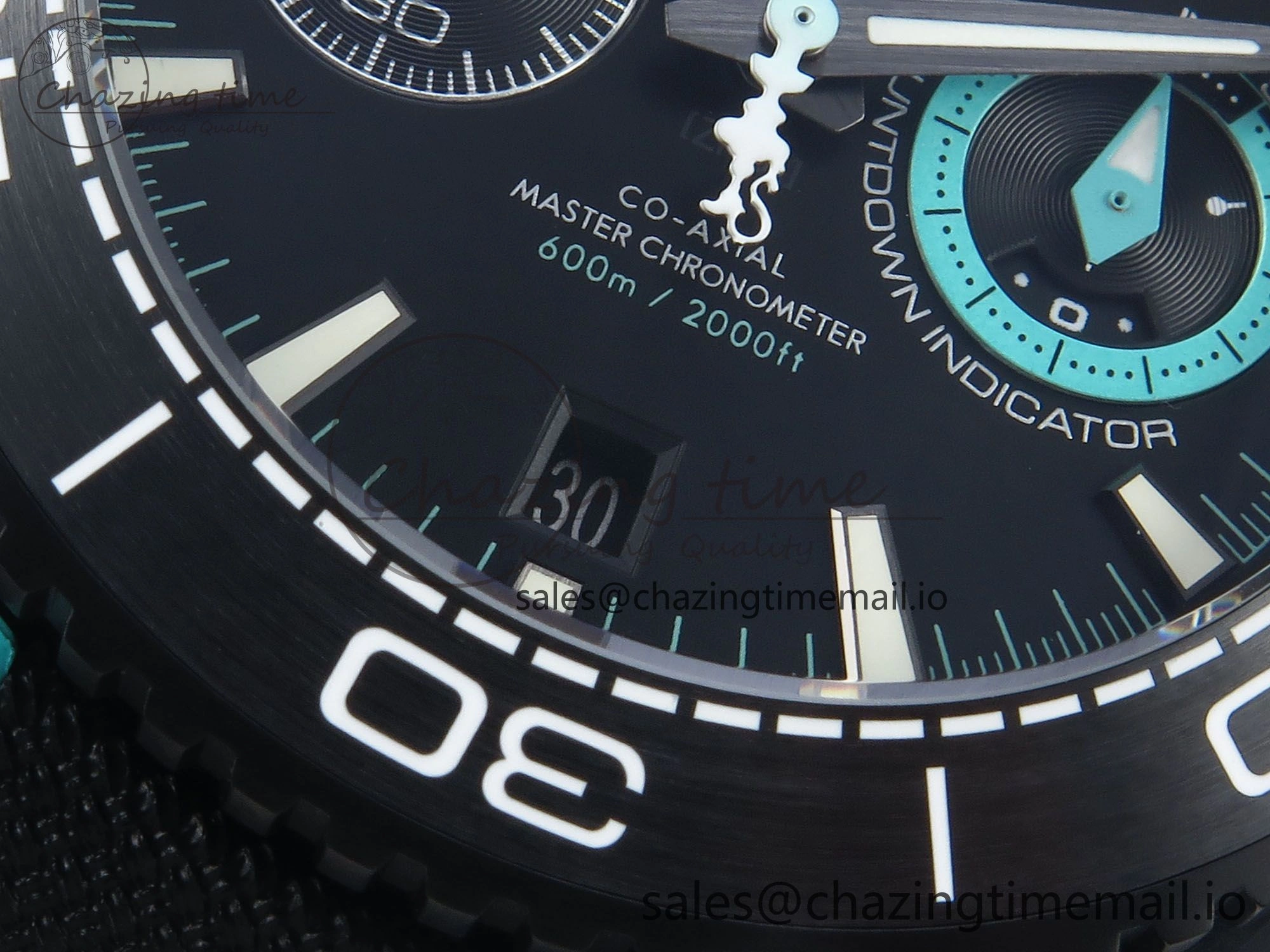 Planet Ocean Master Chronometer 600M 45.5mm SCF 1:1 Best Edition Black Tiffany Blue Dial on Black Rubber Strap A9900 Super Clone Unique 7673