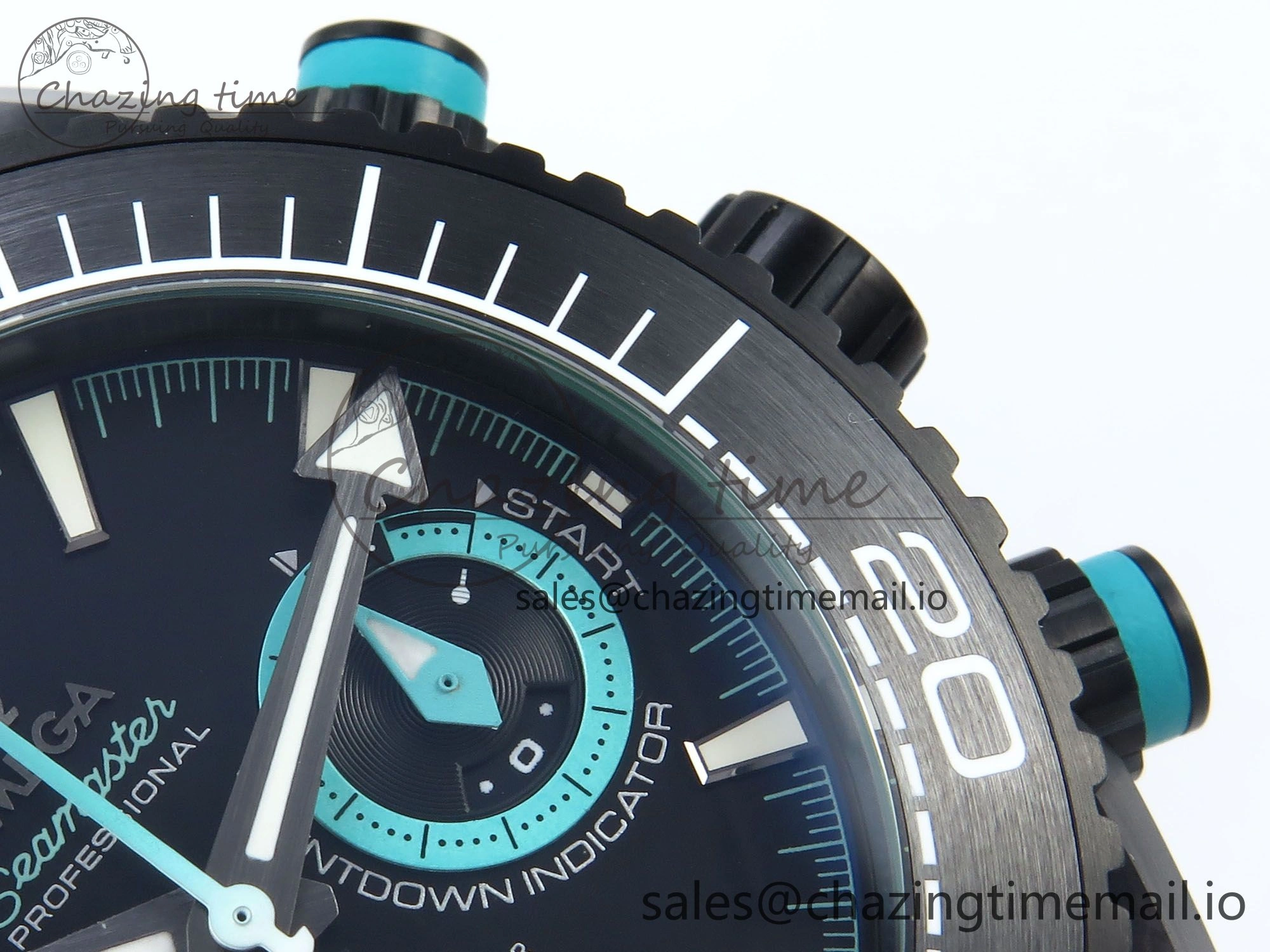 Planet Ocean Master Chronometer 600M 45.5mm SCF 1:1 Best Edition Black Tiffany Blue Dial on Black Rubber Strap A9900 Super Clone Unique 7673