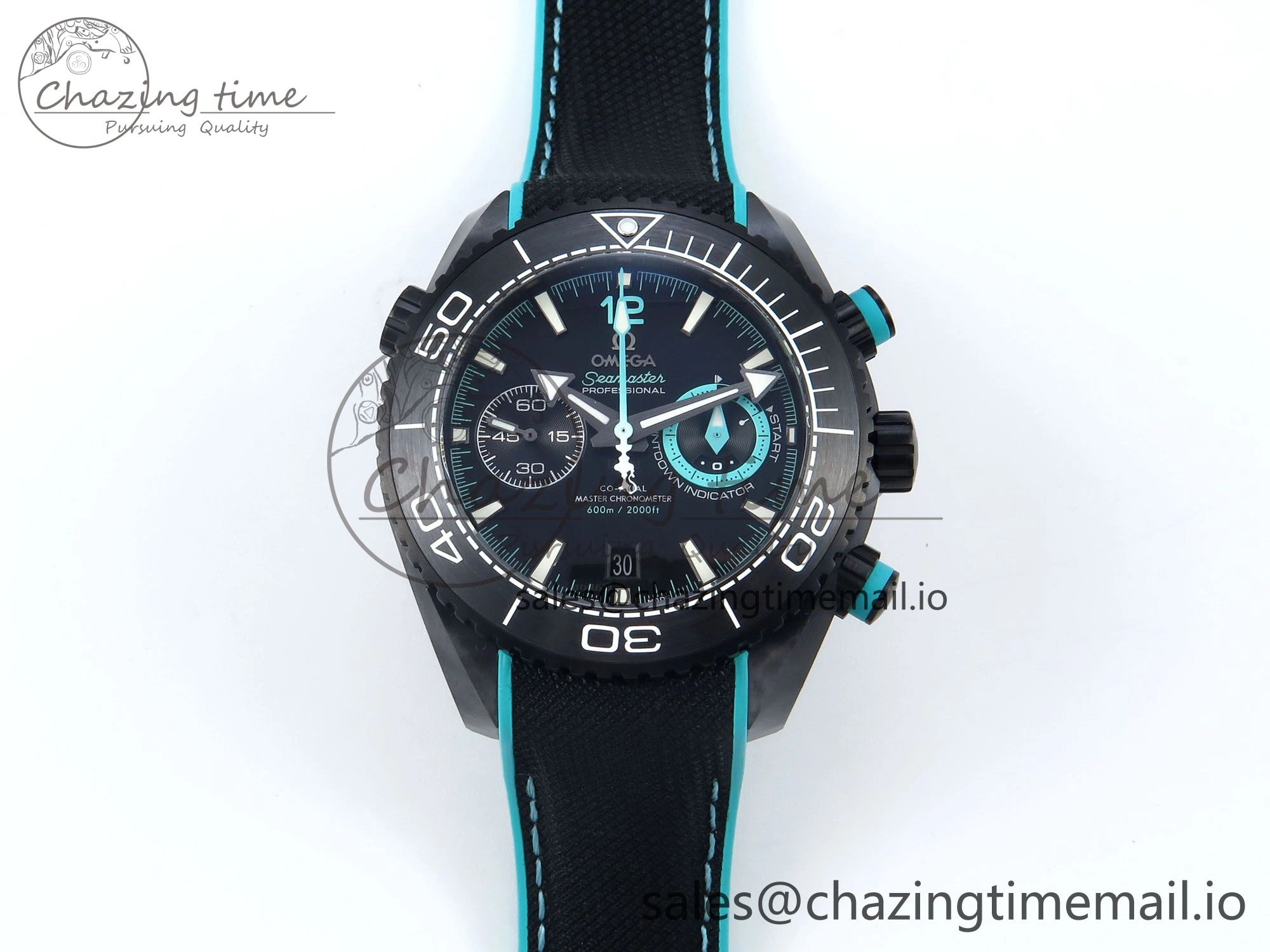 Planet Ocean Master Chronometer 600M 45.5mm SCF 1:1 Best Edition Black Tiffany Blue Dial on Black Rubber Strap A9900 Super Clone Unique 7673