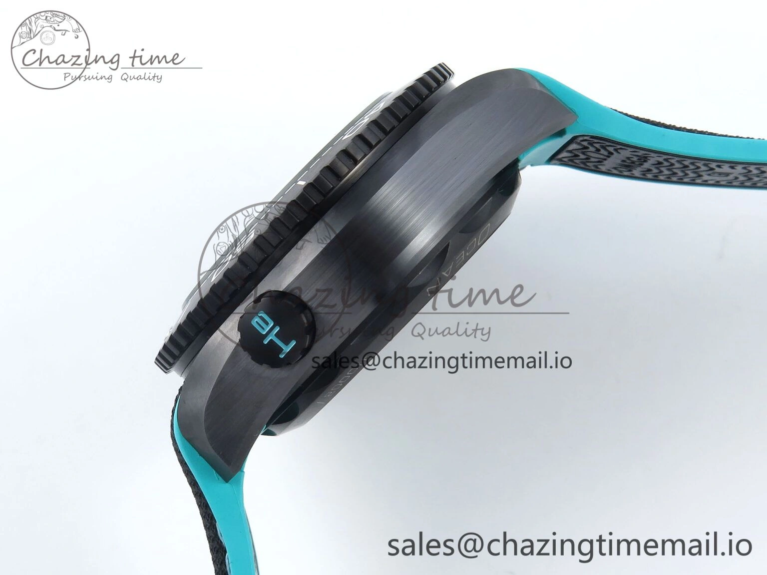 Planet Ocean Master Chronometer 600M 45.5mm SCF 1:1 Best Edition Black Tiffany Blue Dial on Black Rubber Strap A9900 Super Clone Unique 7673