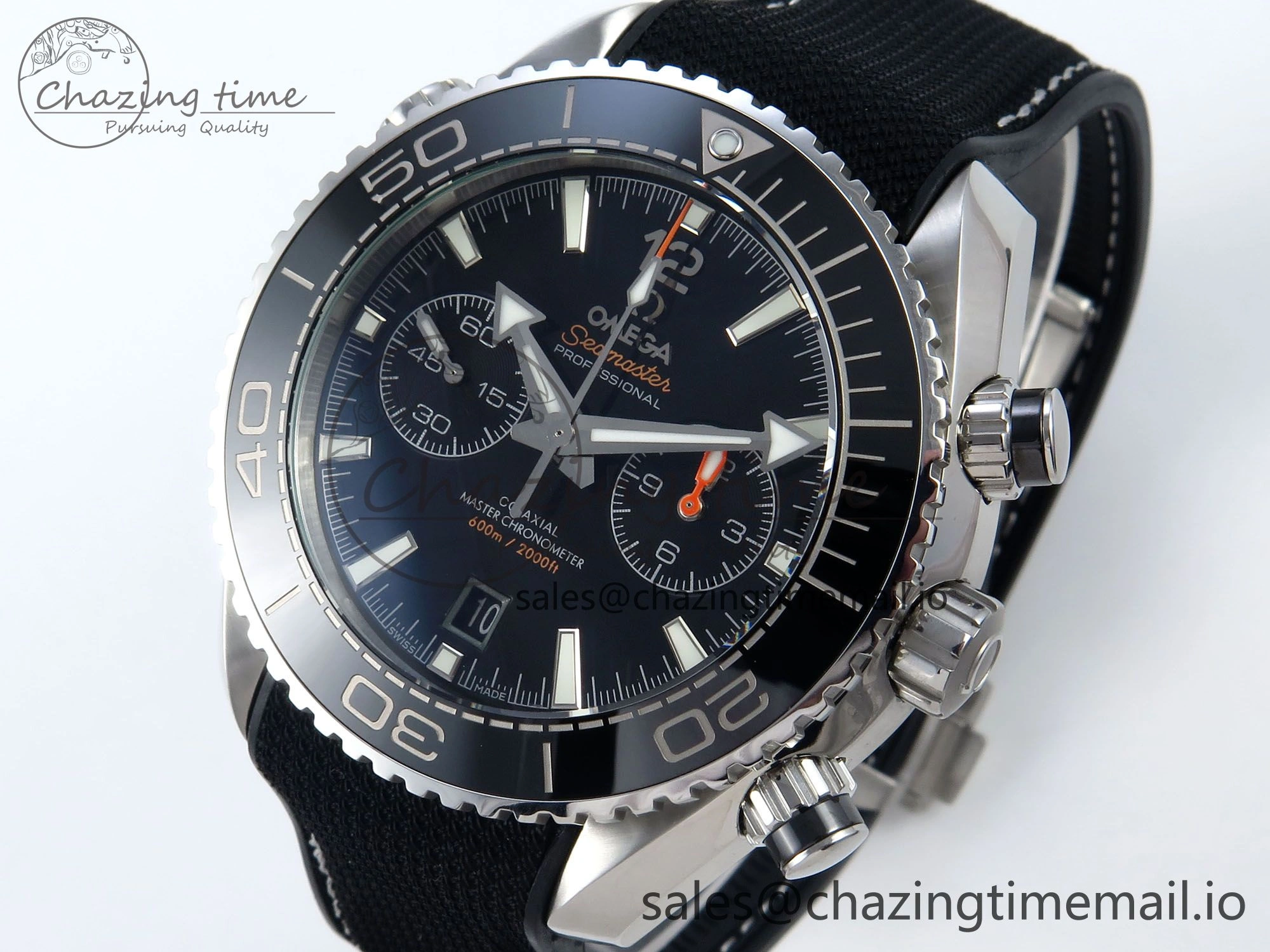 Trendy Planet Ocean Master Chronometer 600M 45.5mm SS SCF 1:1 Best Edition Black Bezel Black Dial on Black Rubber Strap A9900 Super Clone 7669