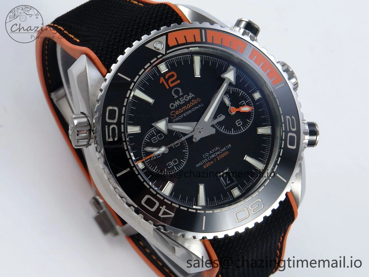 Planet Ocean Master Chronometer 600M 45.5mm SS SCF 1:1 Best Edition Black Orange Bezel Black Dial on Black Rubber Strap A9900 Super Clone Sporty 7667