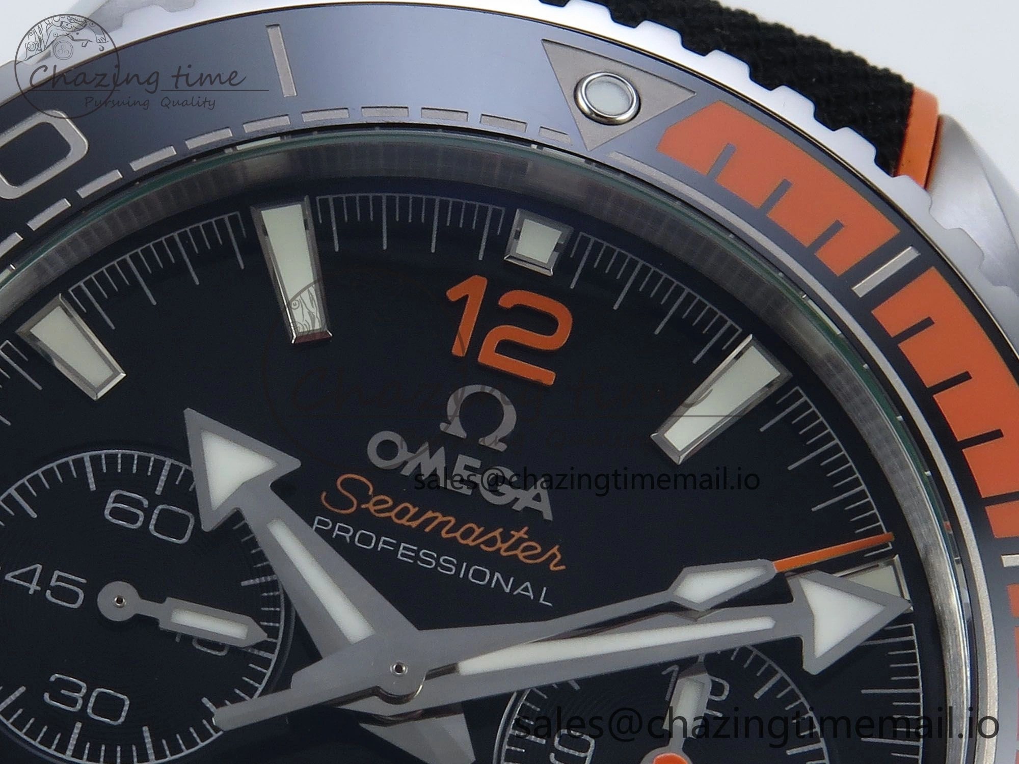 Planet Ocean Master Chronometer 600M 45.5mm SS SCF 1:1 Best Edition Black Orange Bezel Black Dial on Black Rubber Strap A9900 Super Clone Sporty 7667