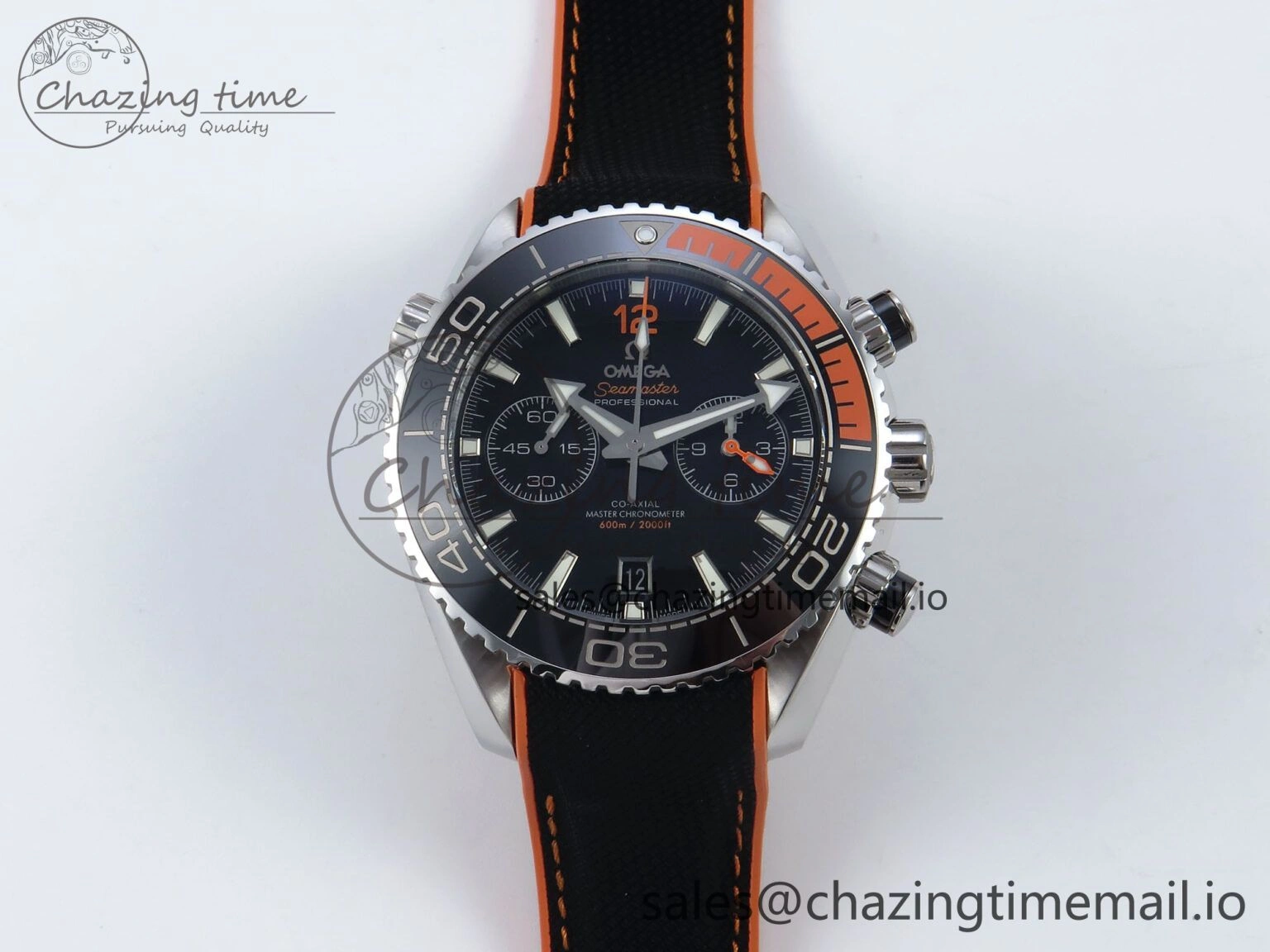 Planet Ocean Master Chronometer 600M 45.5mm SS SCF 1:1 Best Edition Black Orange Bezel Black Dial on Black Rubber Strap A9900 Super Clone Sporty 7667