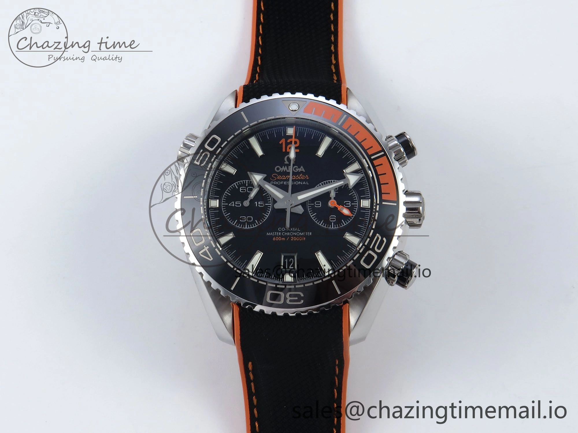 Planet Ocean Master Chronometer 600M 45.5mm SS SCF 1:1 Best Edition Black Orange Bezel Black Dial on Black Rubber Strap A9900 Super Clone Sporty 7667