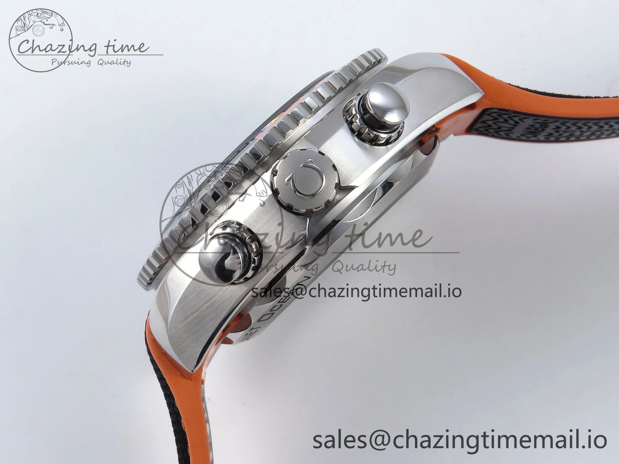 Planet Ocean Master Chronometer 600M 45.5mm SS SCF 1:1 Best Edition Black Orange Bezel Black Dial on Black Rubber Strap A9900 Super Clone Sporty 7667