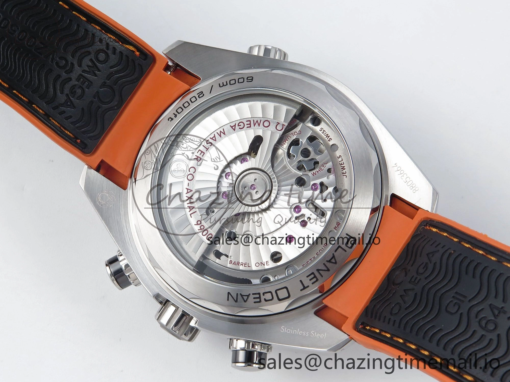 Planet Ocean Master Chronometer 600M 45.5mm SS SCF 1:1 Best Edition Black Orange Bezel Black Dial on Black Rubber Strap A9900 Super Clone Sporty 7667