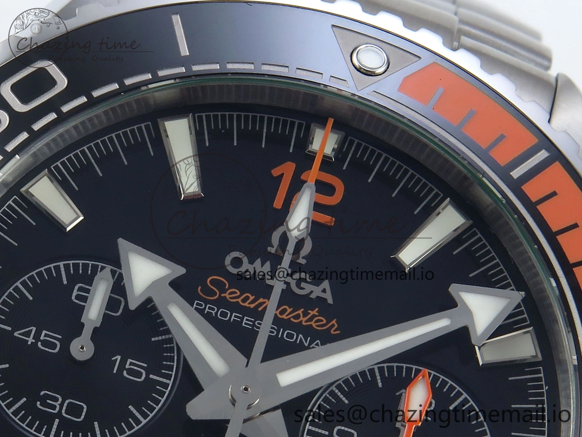 NewStyle Planet Ocean Master Chronometer 600M 45.5mm SS SCF 1:1 Best Edition Black Orange Bezel Black Dial on SS Bracelet A9900 Super Clone 7674