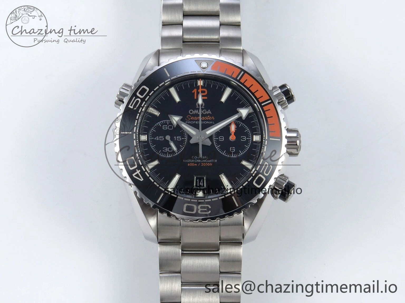 NewStyle Planet Ocean Master Chronometer 600M 45.5mm SS SCF 1:1 Best Edition Black Orange Bezel Black Dial on SS Bracelet A9900 Super Clone 7674