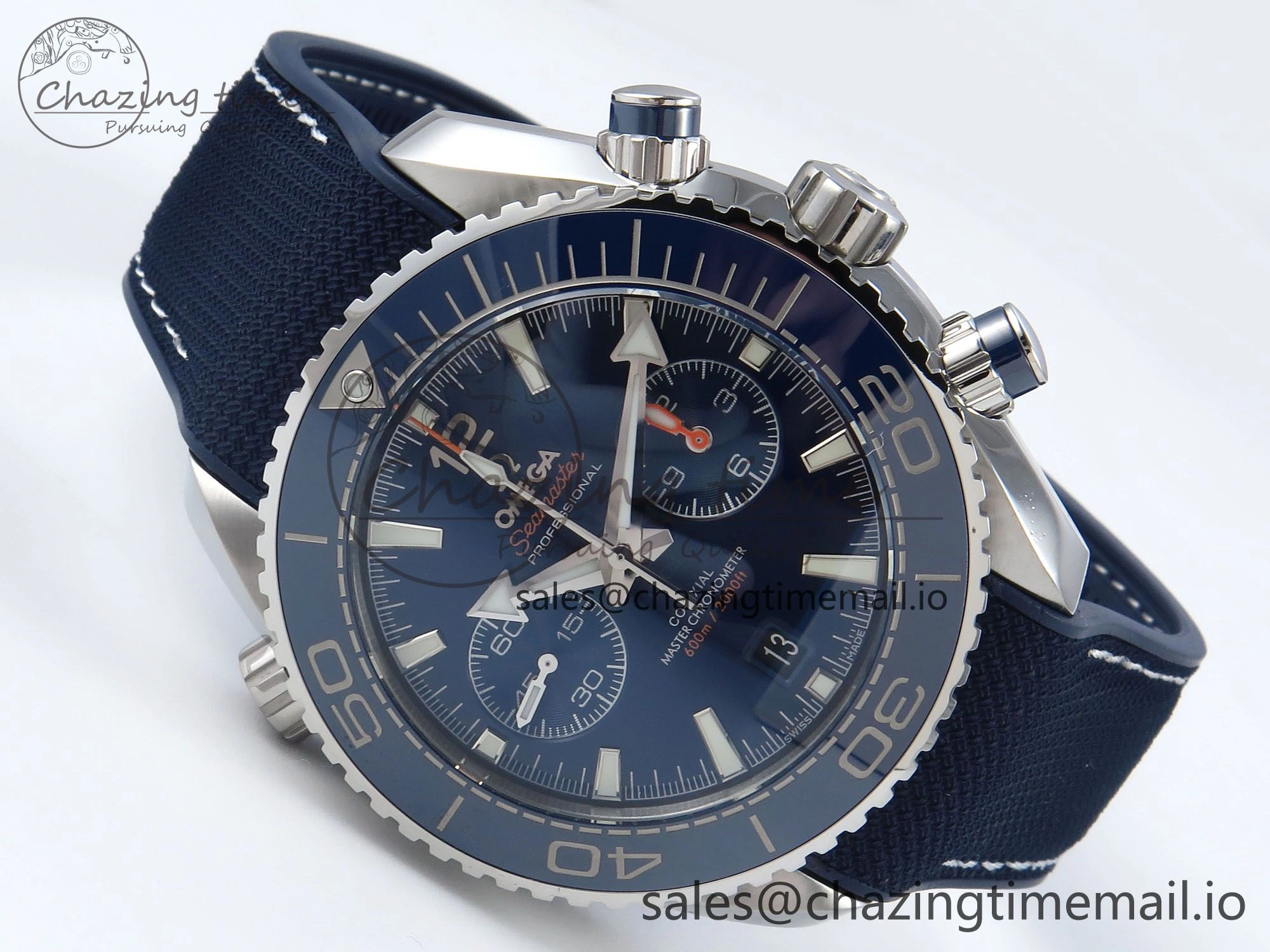 TechFriendly Planet Ocean Master Chronometer 600M 45.5mm SS SCF 1:1 Best Edition Blue Bezel Blue Dial on Blue Rubber Strap A9900 Super Clone 7670