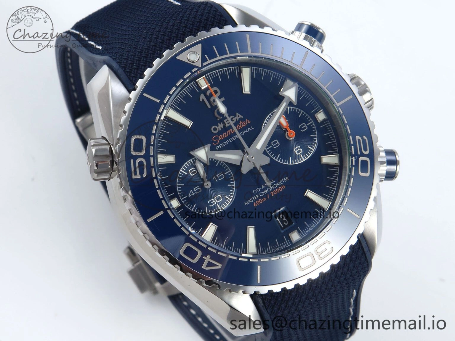 TechFriendly Planet Ocean Master Chronometer 600M 45.5mm SS SCF 1:1 Best Edition Blue Bezel Blue Dial on Blue Rubber Strap A9900 Super Clone 7670