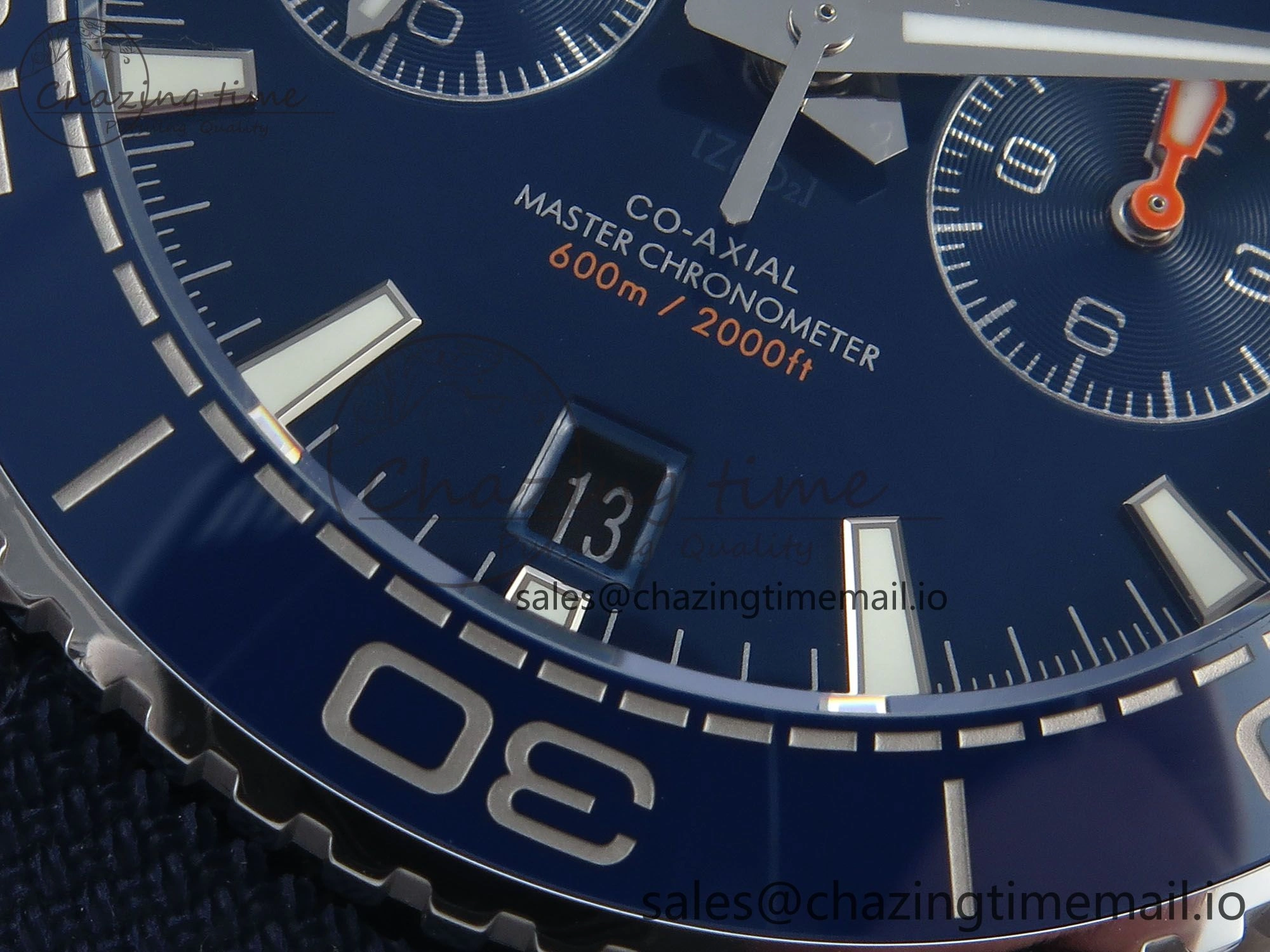 TechFriendly Planet Ocean Master Chronometer 600M 45.5mm SS SCF 1:1 Best Edition Blue Bezel Blue Dial on Blue Rubber Strap A9900 Super Clone 7670