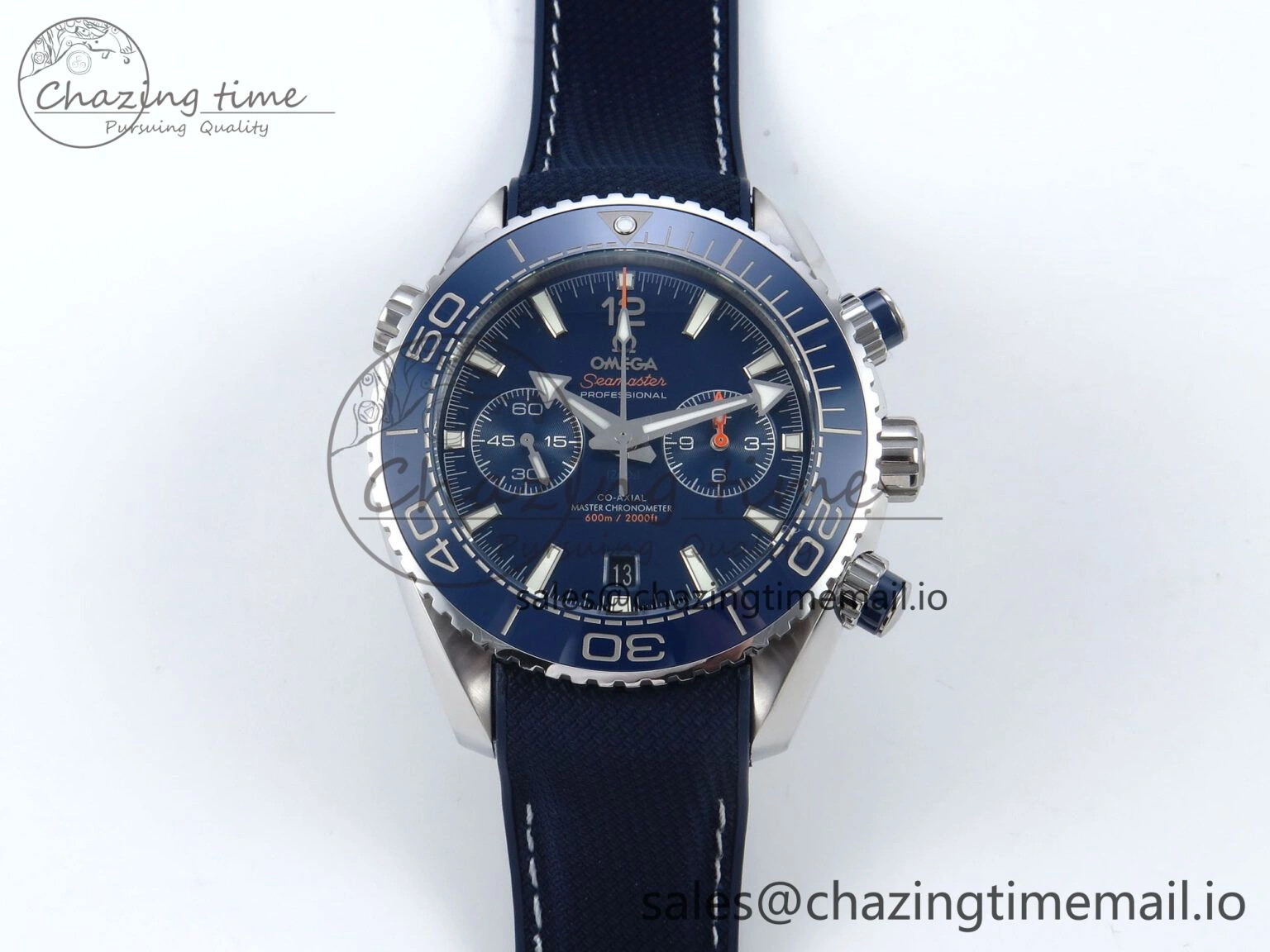 TechFriendly Planet Ocean Master Chronometer 600M 45.5mm SS SCF 1:1 Best Edition Blue Bezel Blue Dial on Blue Rubber Strap A9900 Super Clone 7670