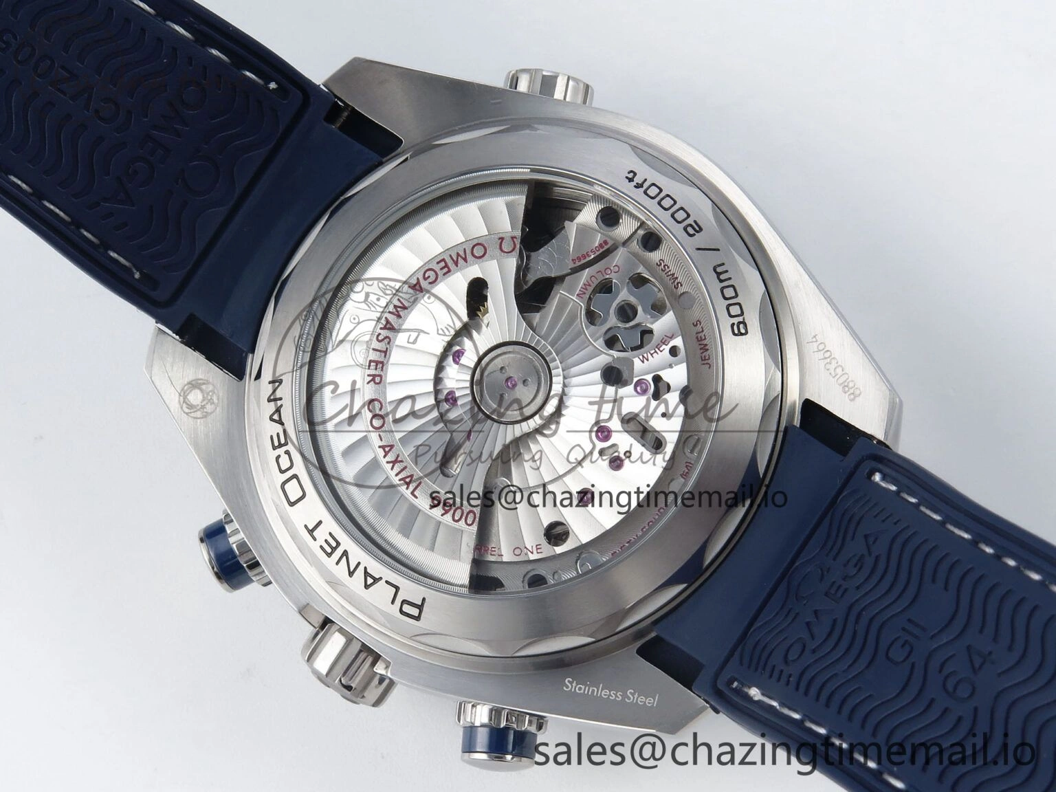 TechFriendly Planet Ocean Master Chronometer 600M 45.5mm SS SCF 1:1 Best Edition Blue Bezel Blue Dial on Blue Rubber Strap A9900 Super Clone 7670