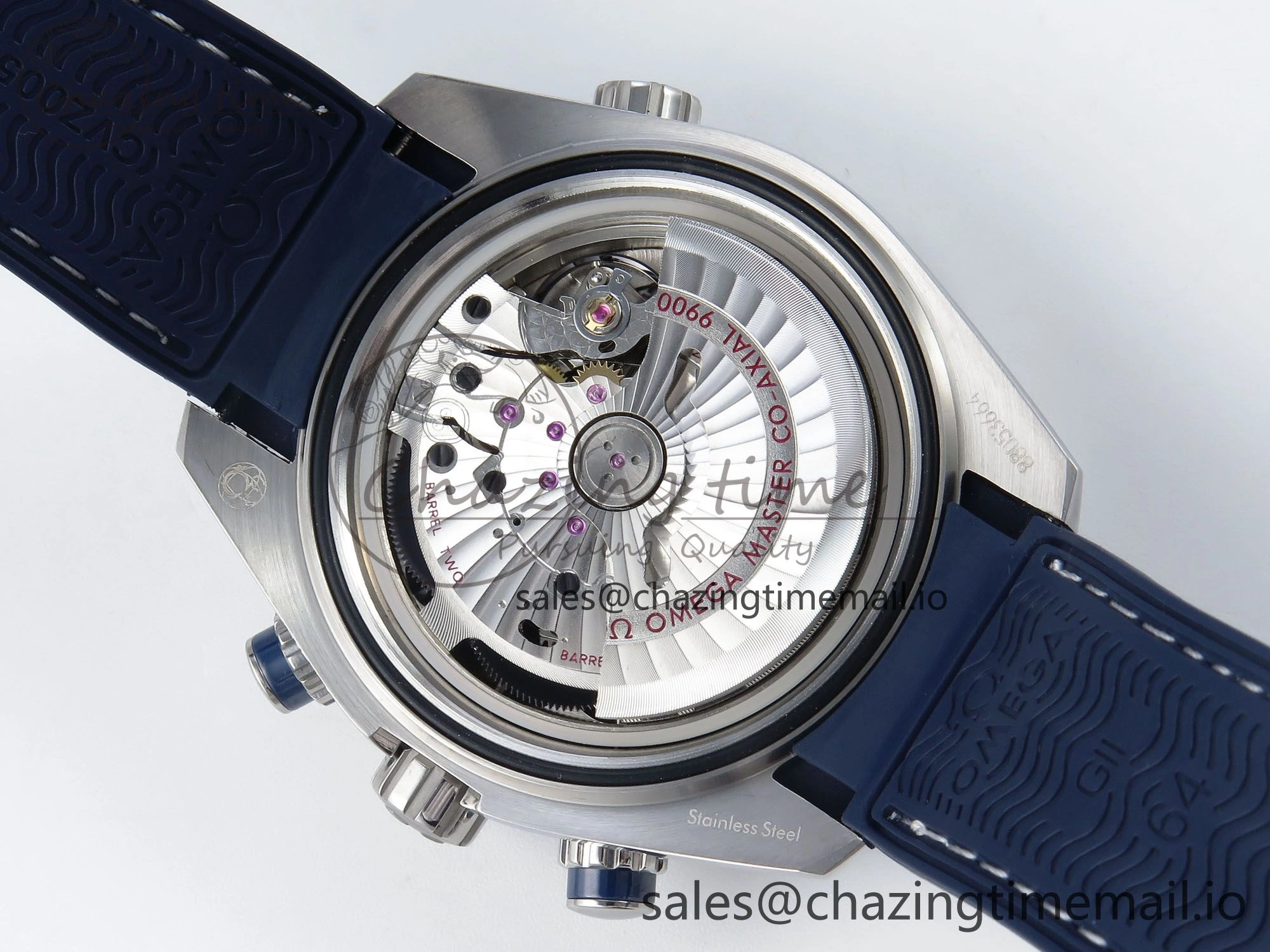 TechFriendly Planet Ocean Master Chronometer 600M 45.5mm SS SCF 1:1 Best Edition Blue Bezel Blue Dial on Blue Rubber Strap A9900 Super Clone 7670