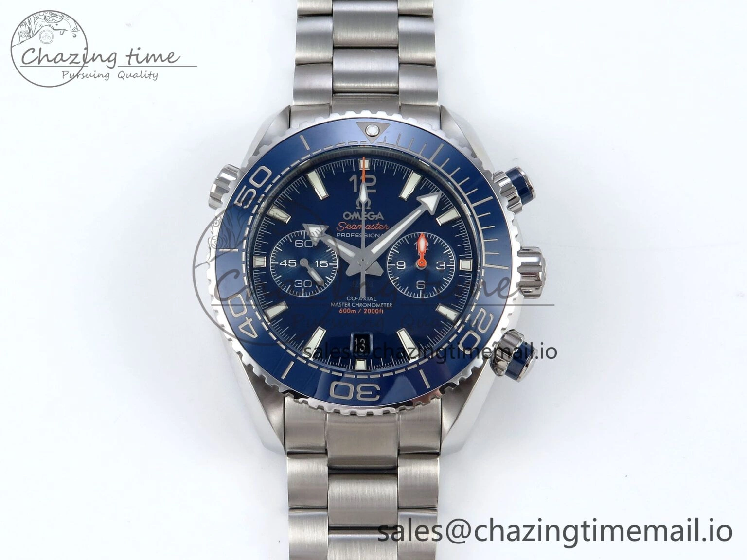 Attractive Planet Ocean Master Chronometer 600M 45.5mm SS SCF 1:1 Best Edition Blue Bezel Blue Dial on SS Bracelet A9900 Super Clone 7676